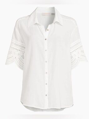 Ramy Brook Shamaya Eyelet-Trimmed swim cover-up top NWT Size L